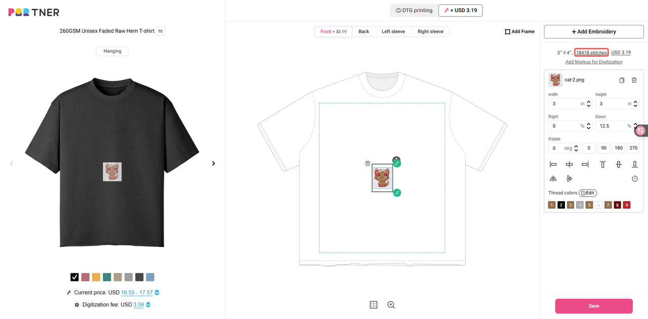 How do I know how many stitches are in my design?